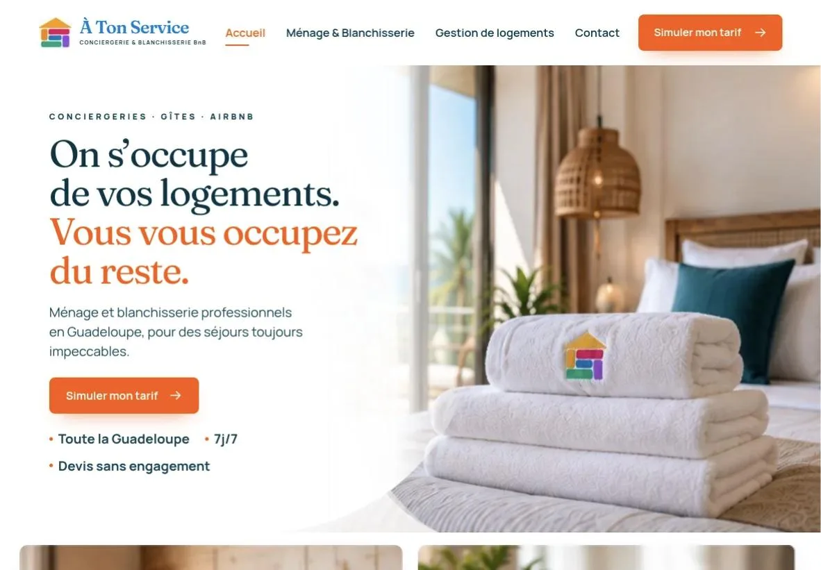 Le site À Ton Service affiché sur tablette