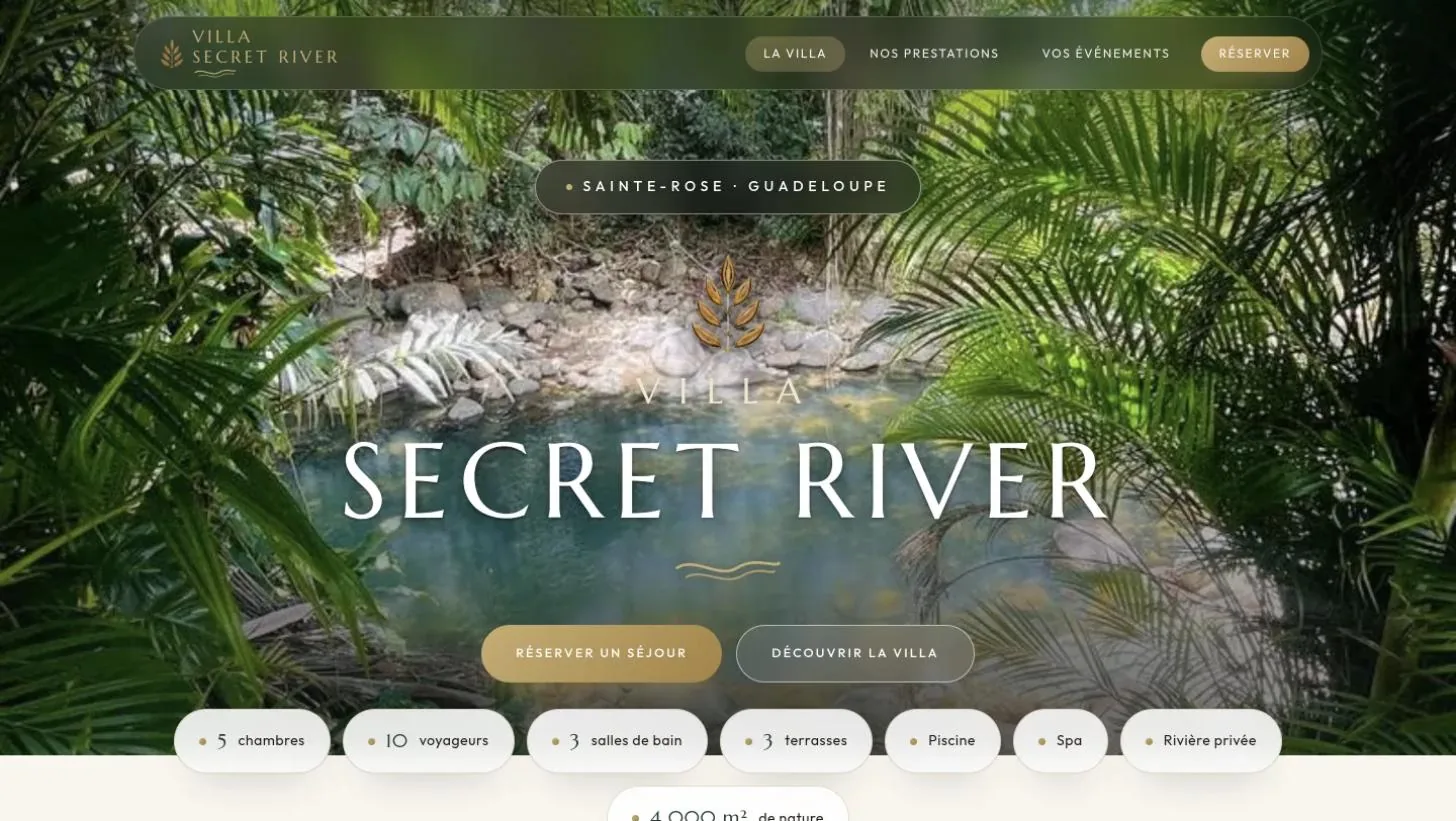 Le site villasecretriver.fr réalisé par Keysia
